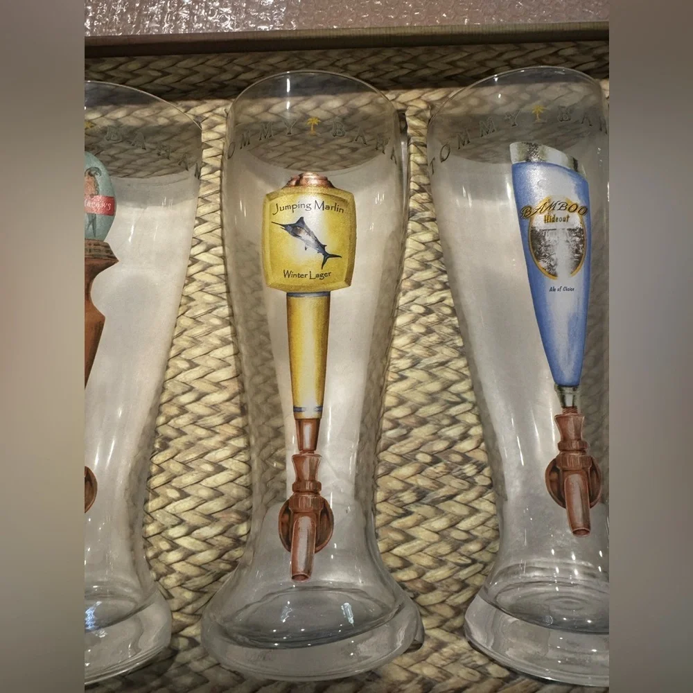 Tommy Bahama Colorful Beer Tap Handle Glass Set